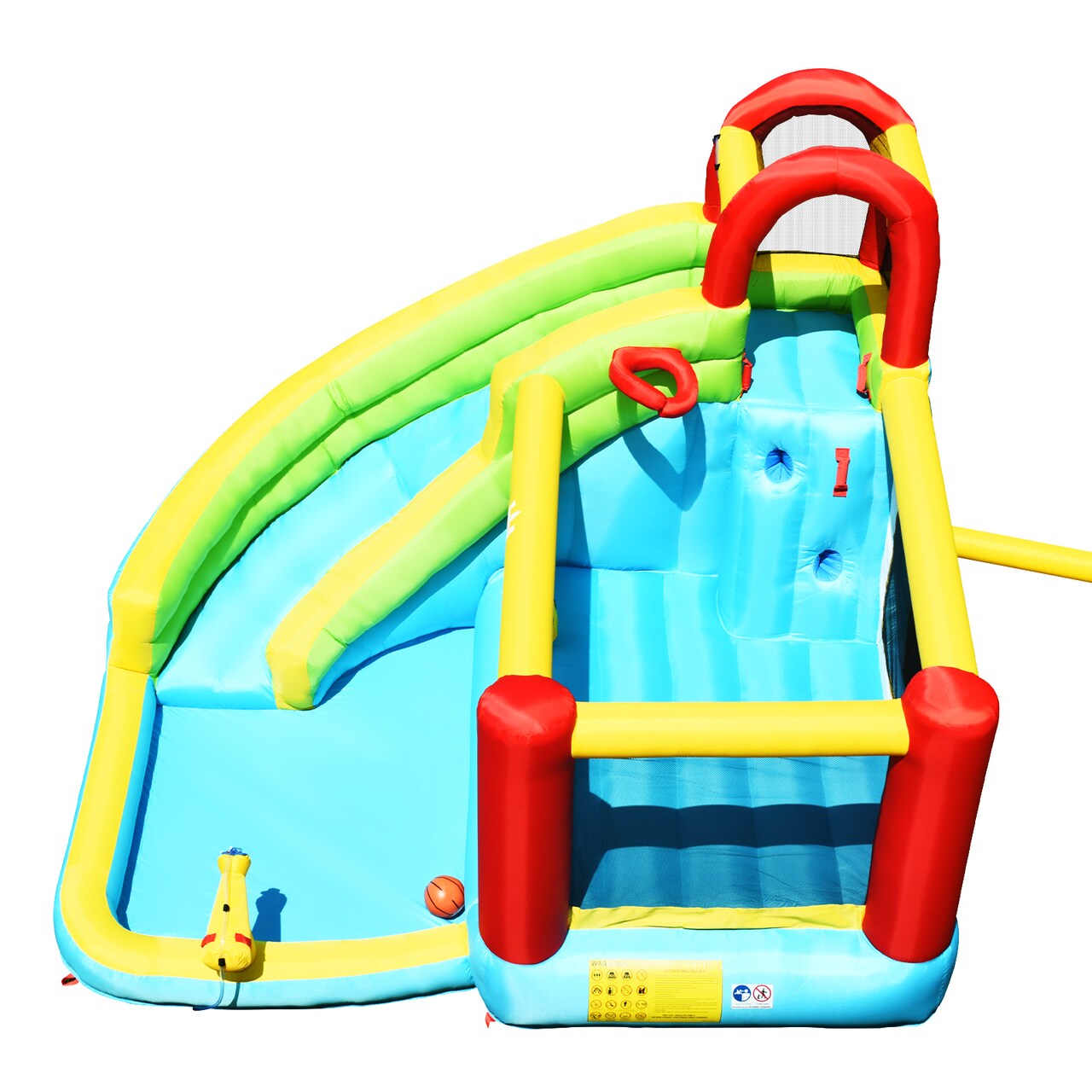 Kids 6-in-1 Inflatable Bounce House with Basketball Hoop and Climber